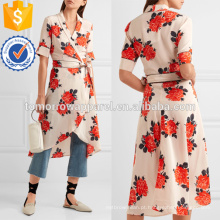 Arnês Floral-impressão de seda Crepe De Chine Wrap Dress Fabricação Atacado Moda Feminina Vestuário (TA4089D)